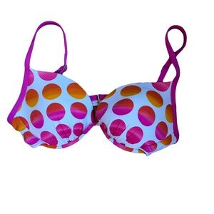La Blanca Whit withPink & Orange polka dot Bikini Top